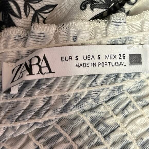 Zara Multicolor Floral Striped Print Smocked Elastic Stretch Mini A-Line Skirt S - Picture 5 of 6